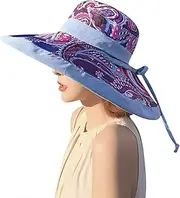 [FETION] Ladies's Wide Brim Sun Visor Hat Both Sides Wear UPF 50+ Sun Protection Garden Hat Foldable Floppy Reversible Summer Hat Beach Cap Fashion Printed Bucket Hat forOutdoor Beach Travel Vacation Fishing/8
