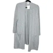 Anthropologie DONNI Ribbed Open Front Draped Sweater Cardigan Sandwash NWT