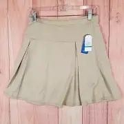 Nautica Girls Beige Pleated Elastic Waist Pull On Uniform Skirt Size 16 NEW NWT