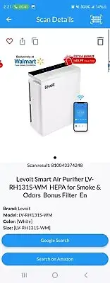 Levoit LV-RH131S Smart Wi-Fi True HEPA Air Purifier - White