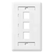 NavePoint Keystone Jack Wall Plate 3-Port, Single Gang, White, 10-Pack