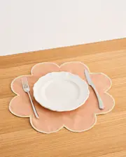 Terracotta & Limoncello 100% French Flax Linen Petal Placemats (Set of Four)