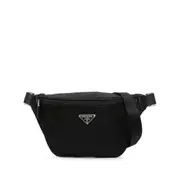 [Prada] Prada Re-Nylon Enamel-logo Belt Bag ONE SIZE BLACK