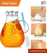 112.6oz Borosilicate Glass Pitcher with Leak-Proof Lid for Hot & Cold Beverages