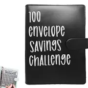 100 Envelope Challenge Binder Book Budget Planner Savings Book with 104 Card Slots -Style 4:Black and White Font