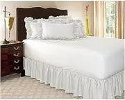 Skirt Ruffled Bed Skirt, Bed Skirt Polyester Elastic Multicolor Multiple Sizes for Home Hotel Bedroom(White,200x180cm)