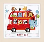Vervaco Counted Cross Stitch Safari Bus, Fabric, Multi, One Size