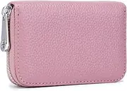 [YOKONICO] Credit Card Holder Genuine Leather RFID Blocking Credit Card Wallet with Zipper Mini Card Card Wallet Business Case Purse Credit Card Holder for Women (Pink)