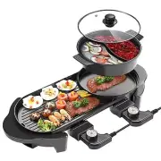 Electric Removable Shabu-shabu Pot Grill Detachable Barbecue Grill with Large...