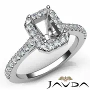 Emerald Semi Mount Diamond Prong Setting Engagement Ring 18k White Gold 0.5 Ctw
