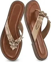 [Ablanczoom] Flip Flops for Womens Sandals: Summer Beach Flat Thong Sandals for Women Dressy Comfortable Vacation Floral Slides Shoes