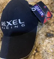 Rexel Racing Nu-Fit Stretch fit Black Racing Cap Hat NWT