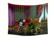 Cool Girl and Dinosaur Friends Tapestry