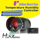 8" Inline Duct Fan 10Speed Timer Alarm Temperature Humidity Control Touch Screen