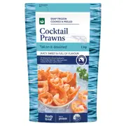 Woolworths Cooked & Peeled Cocktail Prawns Tail On Per Kg