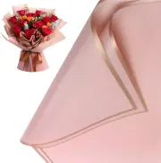 20 Sheets Gold Edge Flower Wrapping Paper, Waterproof Floral Bouquet Wrapping Pa
