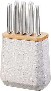 Furi Stone Knife Block Set Sepia Terazzo 6 Piece