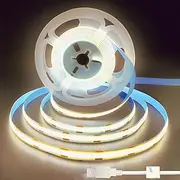 Clearhill 5V USB COB LED Strip Lights,6.56FT/2M,Natural White 4000K,320LEDs/M,8mm Width,Not Waterproof IP20,1M USB Cable,Flexible LED Tape Light for DIY Home Indoor Decoration