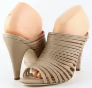 $495 LOEFFLER RANDALL RUE Nude Designer Shoes Heel Strappy Slides Sandals 10 M