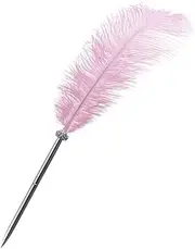 Feather Pen Black Ink Ballpoint Pen Wedding Signing Pen for Wedding Bridal(Pink)