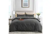 LINENOVA Ultra Soft 3 Pcs Quilt/Doona Cover Sets Dark Grey