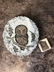 Shapes of Clay by Stan Mt. St. Helen’s Ash Owl 8” Round Tile Art Garden Decor