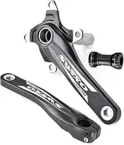 Bicycle Crankset, Hollow Integrated 170mm MTB Crank Arm 104BCD Aluminium Alloy CNC Mountain Bike Crankset 4 Claws Cranksets with Bottom Bracket