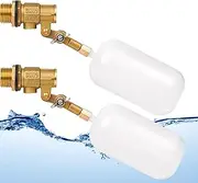 2 Pack 1/2 Inch Brass Float Ball Valve, Float Valve with Adjustable Arm,Automatic Fill and Automatic Water Level Control for Livestock Water Trough,Pool,Stock Tank Pool,Aquariums