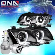 BLACK PROJECTOR HEADLIGHT+CORNER LAMP+WHITE LED H1 HID W/FAN FIT 99-01 BMW E46 (for: BMW)