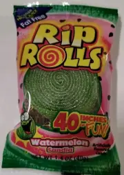 Rip Rolls Watermelon 40 inch Sour Belt Candy 8 Count Free Shipping