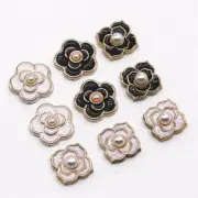 30pcs Button Pearl Flower Plastic Flatback Crafts Cabochon Scrapbooking Clothing