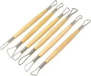 6-Piece Wooden Handle Double Ended Modeling Tools Sculpting Tools for Clay, Fondant, Cake, Ceramic, Dough, Plasticine, Plaster, Wax, etc
