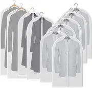 Tehttz 10Pcs 3 Sizes Hanging Garment Bags, Clear Garment Bags for Hanging Clothes, Clothes Covers Protecting Dust Transparent Full Zipper Suit Bag Clear Dust Bags for Closet Storage