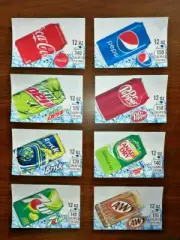 (8) Vending Machin Labels - 80s Style - Coke - Pepsi - Mountain Dew - Dr Pepper