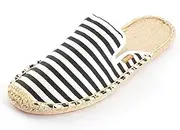 [Alexis Leroy] Men's Closed Toe Classic Stripe Flat Espadrille Mules