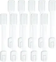 ECHOCUBE Cupboard Locks for Children, 10 Packs Adjustable Baby-Proof Cabinet Locks with 3M Adhesive, Child Safety Locks for Drawers, Fridge, Toilet, Trash No Drilling Needed (White)