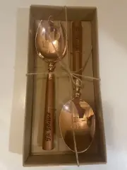 Thirstystone Copper Finish & Wood Salad Serving Set New Blessed/ Thankful