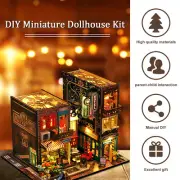 DIY Book Nook Kit 3D Wooden Puzzle Bookshelf Insert Decor with LED Light DIY ·-