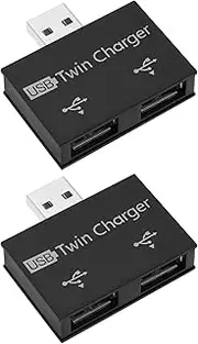 ECSiNG 2pcs USB2.0 Hub Adapter USB2.0 Male to 2 Port USB Charger Splitter Adapter 1 to 2 Hub Charging Extender USB Twin Charger for Mobile Phone Laptop, Balck