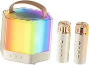Yardwe Karaoke Mic Set Mini Wireless Microphone Portable Speaker Led Karaoke Machine Perfect for Boys and Girls and Adults