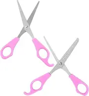 2pcs Barber Scissors Hairdressing Scissors Beard Trimming Scissors Sturdy Hair Shears Hair Cutting Shears Facial Trimmer Salon Grooming Comb Armpit Hair Scissor Plastic Pink