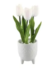 Flora Bunda Real-Touch Tulips in Footed Ceramic Pot
