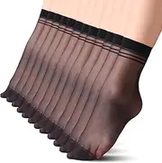 [UICCVOKK] 12 Pairs Women's Ankle High Sheer Pop Nylon Socks, Ladies Ankle Running Sock Breathable Short Sports Socks, Gifts for Women Girls Summer, Black Pop Nylon Socks, Black, Nude, One size