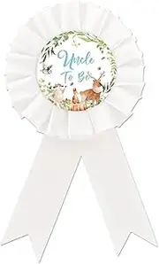 [ROSTYAKZ] Jungle Safari Big Brother Tinplate Badge Pin, Jungle Animal Brother To Be Button Pin, White Rosette Big Brother Award Ribbon Pin for Gender Reveal, Gifts for Baby Shower Party Celebration