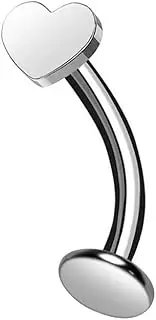 [Niaspi] 16G Heart Lip Ring for Women G23 Titanium Snake Bite Jewelry Flat Back Lip Studs Rings Curved Barbell Minimalist Lip Piercing Jewelry