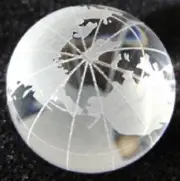 60mm Crystal World Map Earth Globe Marble 2.3" w/Glass Stand Etched Orb Sphere