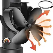 WYRJXYB Magnetic Fireplace Fan, Quiet Fireplace Fan for Fireplace/Fireplace/Stove/Wood/Stove Pipe, Stove Fan for Fireplace, Fireplace Fan, Stove Fan without Electricity with Thermometer