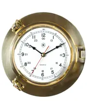 Bey-Berk Lacquered Brass Porthole Quartz Silent Clock NoSize NoColor