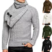 Mens Winter Turtleneck Cardigan Pullover Hoodies Knitted Casual Sweaters Coats