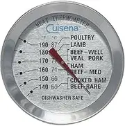 Cuisena Precision Meat Thermometer, Silver - Adjustable Cooking Tool with Handy Guide for Perfect Doneness, Easy-to-Read Dial in Celsius and Fahrenheit (-60°C to 87°C / -140°F to 190°F)
